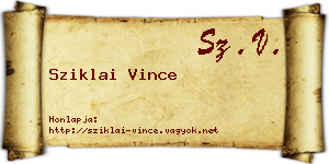 Sziklai Vince névjegykártya